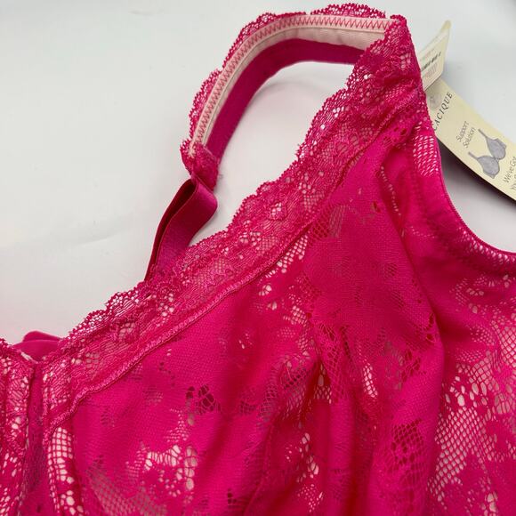 Cacique Bra 44DD NWT Bold Lace Full Coverage Underwire Pink Plus Lane Bryant - Picture 6 of 14